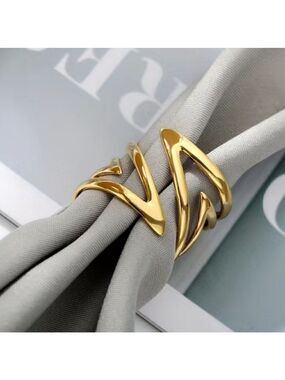 Punk Style Wrap Ring Stainless Steel 18k Gold Plated Adjustable (7 to 9)